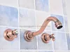 Bathroom Sink Faucets Antique Red Copper Basin Facute Dual Handle Wall Mounting Faucet Rotating Nsf522