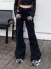 Kvinnors jeans mode klassisk denim byxor kvinnor hög midja smala klockbottnar kvinnliga 90 -tals streetwear gothic flared street