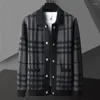 Herentruien 2024-Fine Fashion Business Autumn and Winter British Style Slim Trend Handsome Striped Cardigan Sweater Casual Knitwear