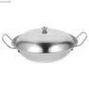 Pans Wok Heanlesse Steel Pot с крышкой и двойной ручкой для приготовления пищи, используемых на ежедневных кухнях и Hot Homesl2403