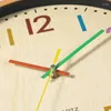 ウォールクロック12インチカラー漫画時計模倣木製穀物デジタルリビングルームの子供の装飾