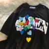 Heren t-shirts Amerikaanse stijl retro zoete liefdesbrief geprinte t-shirt mannen en vrouwen modetrend casual gevoel van ontwerppaar top Harajuku H240408