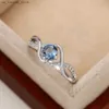 Clusterringen Huitan 2022 Modern Design Dames Wedding Ring Charmant Blue Cubic Zirconia Hoge kwaliteit Silver Engagement Ring240408