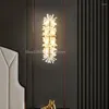 Wall Lamp Modern Crystal LED Lights Gold Metal Living Room Bedside TV Background Sconces G4 Bulb 110-220V Surface Mount