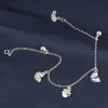 Mignon simple 925 argent sterling en émail papillon femme de cheville femme vintage fleur ethnique ronde bracelet de cheville