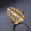 Anel de aço inoxidável anel de aço inoxidável elegante retro bohemiano de luxo de luxo anel amplo anel de jóias para mulheres noivado de casamento y240417