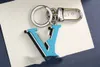 Keychain Designer Letter V Key Chain Luxury Ladies Car Blue Black Keychain Dames Classic Key Ring Fashion Accessoires Cute