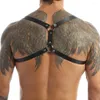 Bras stelt Gay Rave Harness Mens Pu Leather Dubbele schouder