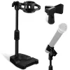 Stand Desk Microphone Stand with Base Adjustable Table Mic Stand with Shock Mount Holder and Mic Clip