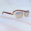 Moissanite Sonnenbrille Männer Diamant geschnitten Luxus Carter Retro Stylische Sonnenbrille Rotholz Randfleischlosen hölzernen Fahrt Schatten Brillendekoration 012 Gold Rahmen