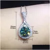 Ketens klassieke ronde gesneden smaragdgroene kubieke zirkonia kristalsteen hanger ketting sier kleur sleutelbeen ketting banket feestjuwelen d otb8x