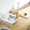 Foldable Dish Rack Kitchen Storage Water Leakage Plastic Tableware Bowl Dinnerware Drain Bowl Tray Home Drying Rack Washable 240407