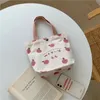 Small Canva Tote Food Bag Japanese Peach Hand Lunch Korean Mini Student Handbags Cotton Cloth Picnic Travel Bento 240401