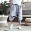 Мужчины Harajuku Harem Pants Mens Summer Cotton Linen Joggers мужской винтажный китайский стиль цветные брюки Calflenght 240402