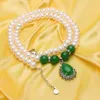 Dainashi grandi orecchini da donna da donna da 910 mm e set di braccialetti con agata verde di perle d'acqua dolce per donne 240401