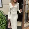 Casual Dresses Dress for Women Elegance High-End Lapel Ruffled Fashion Design Sense Slim Knit tröja