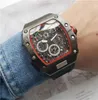 Nuovo Fashion Fullfunction Mens abbigliamento quarzo 68tches Personality Barrel Shape Skeleton 68Tch Black Silicone 68Tch Cingcio 9086053