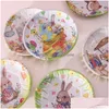 Dishes & Plates Cartoon Rabbit Fruit Plate Easter Day Kids Gift Iron Nut Tray Decorative Snack Kitchen Storage 19.5Cm Lx4616 Drop Deli Dhekg