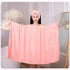 3PCS Coral Fleece Bath Dress Soft Absorbent Bow Tube Top Bath Towel Hair Dry Cap Headband for Women Girls