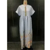 Roupas étnicas elegantes mulheres impressão muçulmana abaya manga curta casual maxi vestidos perus kaftan islâmico dubai robe jalabiya