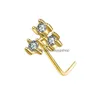 Anelli del naso con borchie l anello a forma di oro a vite sier sp cz farfalla gioielli piercing fiore di luna per donne 230325 goccia driv dh5wl