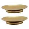 Bougeoirs 2pcs Réutilisables Nettoyer de métal facile Party Round Home Tray Table Decor Dining Room For Pilier Iron Plate Small Gold Cafe