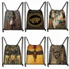 Backpack ägyptische Kunstdrucken Ägypten Pharao Anubis Kordelkordelbeutel für Reisen Frauen lässige Schulter Büchertaschen Schuhe Halter