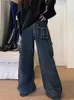 Jeans femminile 2023 y2k strtwear vintage blu largo largo gambe jeans pantaloni per donne vestiti nuovi pantaloni di denim rock lady vaqueros y240408