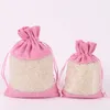 Gift Wrap 24p 10x14 13x18cm Single Side Open Window Linen Bags Lavender Sachet Cloth Bag Jewelry Drawstring Organza Wedding