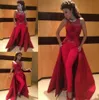 Abiti da sera rossi Kaftan Dubai 2019 Arabic Myriam Fairs Women Pants Suite Satin Prom Formale Abiti da sposa Wear8776233