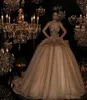 Princess Gold Prom Dresses Ball Gown Formella aftonklänningar Tulle Ladies Special Tillfälle Abaya Dubai Quinceanera klänningar6446780