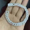 925 Sliver White Diamond Cuban Link Chain 10mm Breite Kubanisches Verknüpfungsarmband für Hip Pop