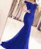 Królewskie niebieskie seksowne na ramię syrenę wieczorową sukienki wieczorne Eleganckie koronkowe aplikacje z koralikami formalne suknie imprezowe dla kobiet w rozmiarze Długie specjalne okazja sukienka CL3467