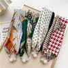 Scarves Fashion Print Scarf Necklace Women Ring Neckerchief Magnetic Buckle Ribbon Neck Clavicle Choker Headband Decoration