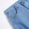 Menores al por mayor Denim Color sólido Jeans rasgados al aire libre Lápiz delgado Pantalones largos Palabos para hombres Pantalones informales