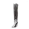 Bottes printemps automne slim cristal super hauts talons pointés couleurs mixtes plus taille 42 43 femmes enjunes longues modernes