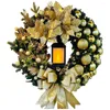 Fleurs décoratives Noël 30cm Couronne d'art de vacances avec LED Light Light Door Party Year Decor Accessoires