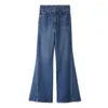 Jeans féminins hauts hauts vintage bleu femmes lâches droites pantalon large de jambe japon