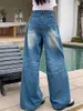 Jeans femminile rosso degli anni '90 baffi retrò larghi donne hiphop boyfriend pantaloni a gamba casual a grande gamba di grandi dimensioni y2k streetwear