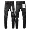 Pantalon pour femmes Brand Purple Brand de haute qualité 1: 1 2024 Tide Fashion Slim Street Paint Ripped Black veau