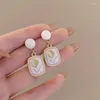 Dangle Ohrringe Perle Opal Tulpe für Frauen Ölmalerei Vintage Eardrop französischer Stil Luxus -Trendy Hochzeit Schmuck