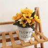 Dekorativa blommor Fake Flower Retro Iron Pot Sunflower Small Bonsai Simulated Silk Potted Plant