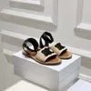 Designer Slides Lympia Flat Slides Raffia Sandaler Luxury Shoes Ankle Strap Open Toe Womens Luxury Designer Holiday Flats Gladiator Sandal Storlek 35-42