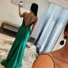 Emerald Green Mermaid Prom Dress pailletten kralen Appliqued Spaghetti formele avondjurken elegante satijnen formele jurken voor vrouwen