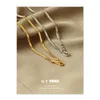 Messing plattiert 18k echtes Gold / Platin -Ins cooler Stil Mode Schlangenknochen flache Kette Colarbone Halskette weiblich