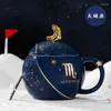 Tasses douze constellations tasse avec couvercle cuillère de bureau femelle couple buvant de l'eau tasse de café céramique pour hommes