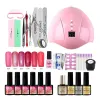 Guns 1set French Nude Color Nail Polish Uv Gel Led Lamp Curling Nail Fibergalss Extension Nail Gel Varnish Nail Art Set Manicure Tool