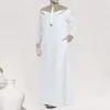 Traditional Muslim Clothing Contrast Color Muslim Dress Middle East Jubba Thobe Men Robe w/ Long Sleeves Mandarin Neck 240328