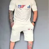 Mens T-shirt Trapstar Tracksuits Kort ärm med regnbåge Letters Gradient Handduk Broderi Lossa Casual Shorts Set M-3XL