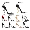 Projektant wysokich obcasów Opiletto pięta Paris Listy metalowe sandały damskie sukienki buty seksowne otwarte palce czółen